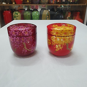 Hủ trà  Sơn mài cao cấp Thanh Bình Lê đế bầu 12x12 cm