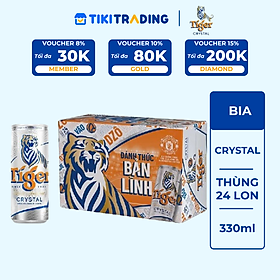 Thùng 24 lon bia Tiger Crystal (330ml/lon)