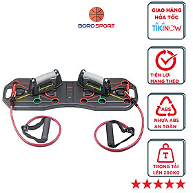 Dụng cụ hỗ trợ chống đẩy , hít đất tập thể thao tại nhà kèm bàng chỉ dẫn theo màu sắc tập trung các nhóm cơ chính - Kèm dây đàn hồi tập đa năng