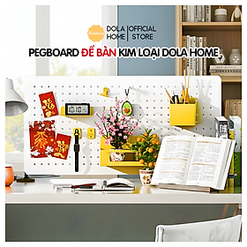 Bảng lỗ Pegboard Dola Home cao cấp dạng chân đứng để bàn để dụng cụ làm việc, tai nghe, mô hình, bàn phím, laptop