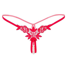 Open Crotch Crotchless Panties Low  Hollow Flower Thongs Red