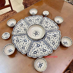 Mua Bộ bát đĩa hoa mặt trời men rạn họa tiết hoa Sen và Dây