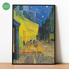 Mua Tranh số hóa  - Cà phê vỉa hè trong đêm Van Gogh đã căng khung 40x50cm 21 màu