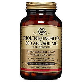 Solgar – Choline/Inositol 500 mg/500 mg, 100 Vegetable Capsules