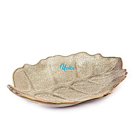 Mua Đĩa Lá Bỏng Men S2(31cmx23cm) Men gấm vàng - Đĩa men hỏa biến - Gốm sứ cao cấp Bát Tràng