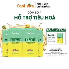 Combo 4 Hộp Nước Uống Bổ Sung Enzyme Chiết Xuất Từ Trái Cây và Rau Củ Hỗ Trợ Tiêu Hoá, Thanh Lọc Cơ Thể Coolvita - Hộp 7 Túi