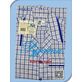 Bộ Pyjama HUONGTAM Kate  tay ngắn nam cao cấp(PNK02). Chất liệu Kate loại tốt:  mềm mại, thoáng mát, không phai màu