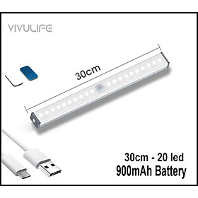 Mua Đèn ngủ cảm ứng sạc pin VIVU LIFE gắn giường | cầu thang | toilet | tủ đồ | bàn làm việc - tự động bật tắt ánh sáng ban đêm - sạc bằng USB