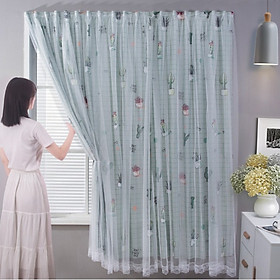 Mua RÈM DÁN TƯỜNG HAI LỚP KHÔNG CẦN THANH TREO HOẠ TIẾT XƯƠNG RỒNG