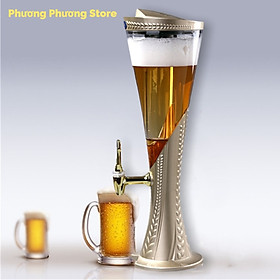 Mua Tháp Bia 3 Lít Vân Đế Lúa Mạch có Đèn Lét  Lõi Đựng Đá Làm Mát Bình Đựng Nước Mát Có Vòi ( Vàng Nhám ) Tặng 10 khăn Iau