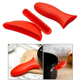 Set of 3 Silicone Hot Handle Holders and Pot Holders Cover Removable Rubber Hot Resistant