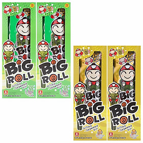 Bộ Snack Rong Biển Taokaenoi Big Roll 4 Hộp (Vị Mực & Vị Truyền Thống)