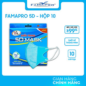 [THÙNG - FAMAPRO 5D MASK] Khẩu trang y tế kháng khuẩn 3 lớp Famapro 5D Mask quai chun (100 hộp/thùng)