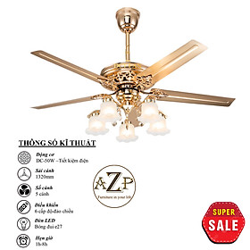 Mua Siêu Sales Quạt Trần Azp- 5 Cánh Kim Loại  Công Xuất 50W  Có Remote- Hàng Nhập Khẩu