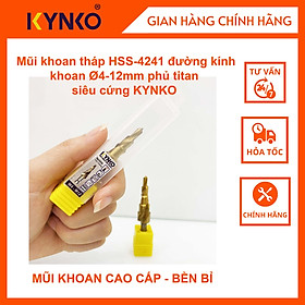 Mũi khoan tháp HSS-4241 đường kính khoan 4-12mm phủ titan siêu cứng KYNKO