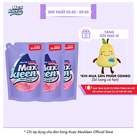 Combo 3 Túi Nước Giặt Xả Maxkleen Hương Hoa Nắng (2.4kg/túi)