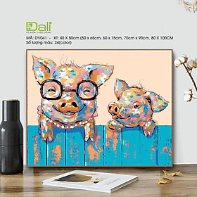 Mua Tranh treo tường tự tô màu số hóa DALI Chú lợn tinh nghịch DV041