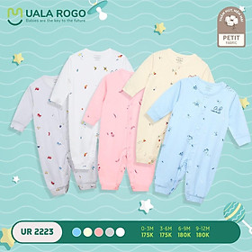 Body dài tay cúc bấm dọc chất petit họa tiết Uala Rogo - 4 màu ghi, xanh, hồng, trắng
