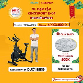 Xe đạp tập KINGSPORT Ready E-04 bánh đà 8kg, kháng lực từ tính êm ái, tích hợp đồng hồ đo lường chỉ số, cân nặng phù hợp từ dưới 80-85kg