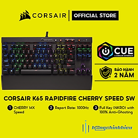 Bàn phím cơ Corsair K65 RapidFire Cherry Speed sw CH-9110014-NA Hàng chính hãng