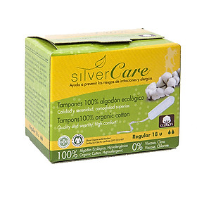 Tampon hữu cơ 2 giọt Silvercare Regular 18 miếng