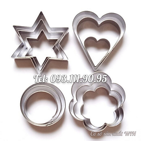 Mua Bộ 12 khuôn hình tim  hoa mai  ngôi sao và hình tròn làm bánh  Cutter  Fondant inox – Mã số 1256