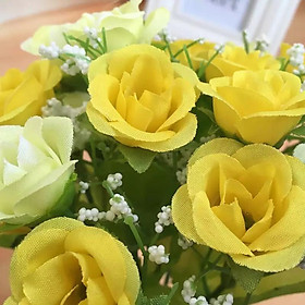 Hoa giả - Cành hoa hồng nhí 20 bông trang trí nhà cửa