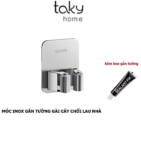 Giá Inox Treo Chổi Và Cây Lau Nhà Gắn Tường Hiện Đại, Gọn Gàng - Ngăn Nắp, Gắn Keo Siêu Chắc Không Khoan Đục -TakyHome 4032