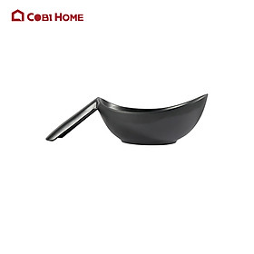 khay đựng đồ ăn có tay cầm decor màu đen bằng melamine cao cấp