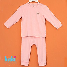Bộ quần áo sơ sinh cho bé vải sợi tre - bamboo siêu mềm mịn cao cấp - đồ sơ sinh cho bé (4kg - 15kg) - bộ dài tay cho bé - thiết kế cài vai Haki BB004