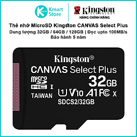 Thẻ nhớ microsdhc kingston canvas select plus android a1 uhs-i class 10 tốc độ tới 100mb/s sdcs2 - hàng chính hãng