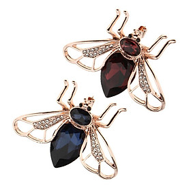 2pcs Crystal Rhinestone Insect Bee Brooches Pins for women Jewelry Gift