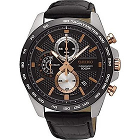 Seiko Men's Chronograph Quartz Watch with Leather Strap SSB265P1