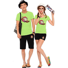 Bộ Áo Thun Đôi Nam Nữ Nhí Nhố Màu Xanh Chuối - M