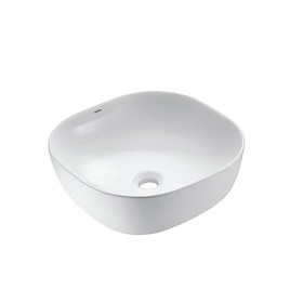 Chậu lavabo, chậu rửa mặt đặt bàn sứ trắng, hình vuông bo tròn, độ bền cao, hàng nhập khẩu Moen BC9903-142