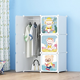 Tủ Nhựa Ghép Đựng Quần Áo Đa Năng 6 Ngăn Họa Tiết Hoạt Hình