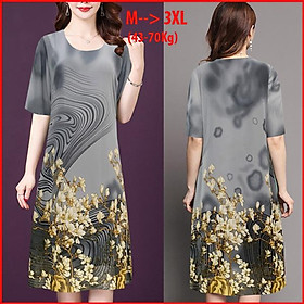 Đầm Trung Niên Cao Cấp Kiểu Đầm Suông Dáng Dài Tuổi Trung Niên U50 U60 Dành Cho Mẹ GOTI 3309