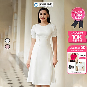 Đầm A tay ngắn xếp ly ngực thanh lịch sang trọng thời trang GUMAC DD07065