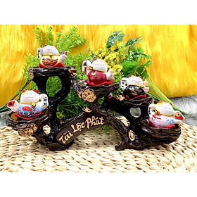 Tượng Mèo Sứ Ngồi Thần Tài Maneki Neko và đế Tài Lộc Phát