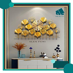 Đồng Hồ Treo Tường, Đồng Hồ Trang Trí Decor lá vàng mã a8  PN Decor