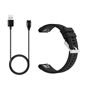 Replacement USB Charging Data Cable & Watch Band for  Fenix 5x Black