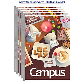 Lốc 5 quyển vở kẻ ngang 120 trang B5 Gift Campus NB-BGIF120 - Nâu