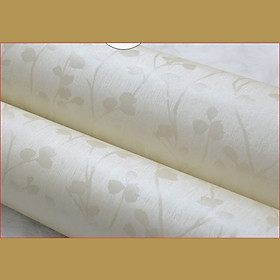 5M dài ngang 60cm giấy dán tường hoa trắng chìm, có keo sẵn, có thể lau được khi bẩn