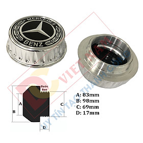 Logo chụp mâm, ốp lazang bánh xe ô tô dùng cho xe Mercedes và Maybach đường kính ngoài 83mm, đường kính xoáy ren 69mm, cao 50mm