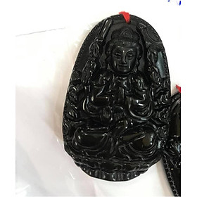 MẶT DÂY CHUYỀN ĐỘ MỆNH NAM TUỔI TÝ MỆNH THỦY MỘC LÀ THIÊN THỦ ĐÁ MÃ NÃO ĐEN ĐẸP SIZ 5CM