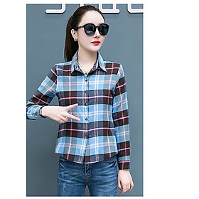 Sơ mi nữ,áo sơ mi nữ hoạ tiết caro Sm22
