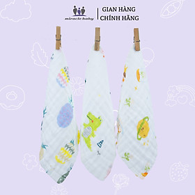 Khăn xô 4 lớp 25x25cm Miracle Baby 1 lốc 5 cái chất liệu muslin cho bé từ 0 đến 12 tháng tuổi