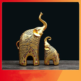 Mua Tượng decor đôi voi mẹ con  tượng trang trí nội thất