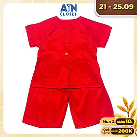 Bộ quần áo bà ba lửng unisex cho bé Hoa văn gấm đỏ - AICDBT9NWL0S - AIN Closet