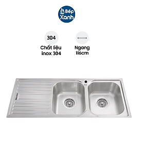 Chậu Rửa Chén Malloca MS 1025L NEW - Inox 304 - Ngang 116cm